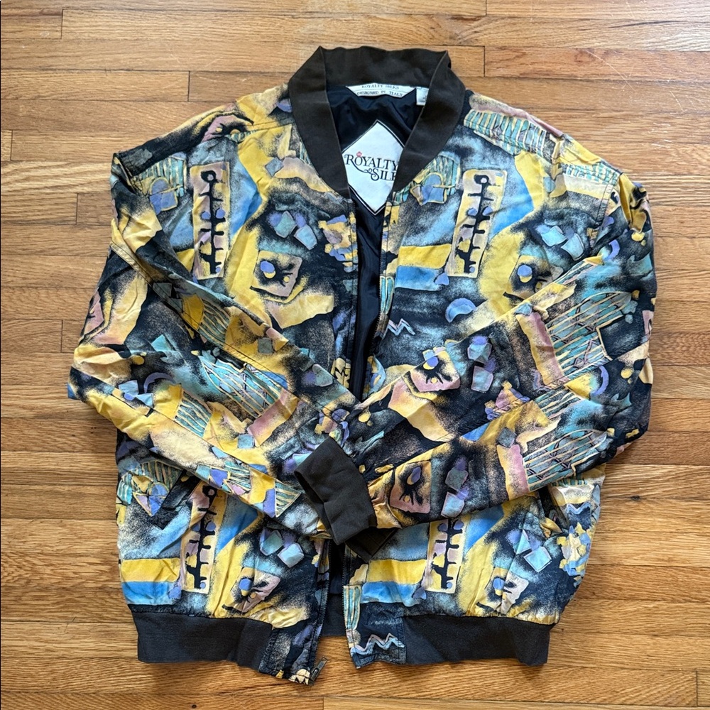 Vintage Royalty For Me Multicolor Bomber Jacket
